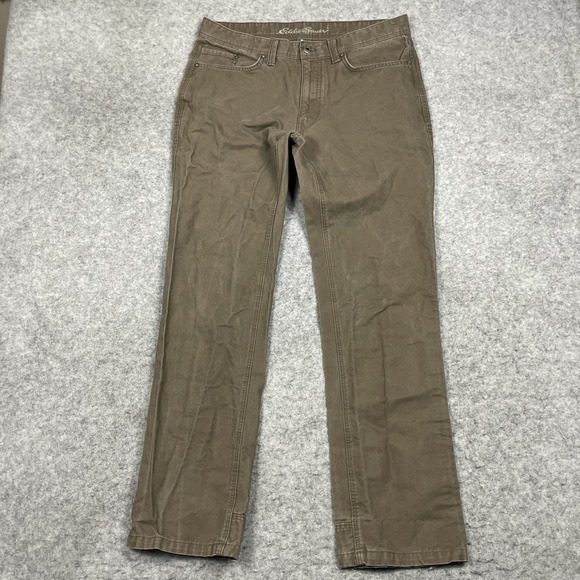 Eddie Bauer Pants Men's 34x34 Brown Garment Dyed Heavy Canvas‎ Flat Front Chino - Picture 1 of 11
